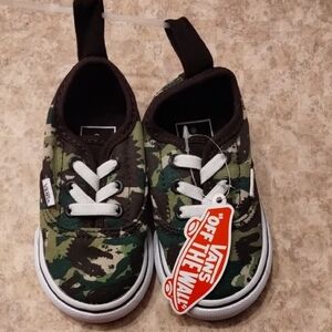 Vans Green and Black Camouflage Sneakers